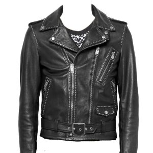 All over studded mens leather biker jacket