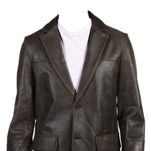Backtrack vent leather blazer for men