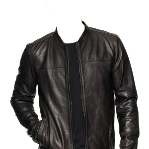 Balanced leather jacket for men