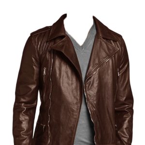 Biker leather jackets with multiple tiled pockets