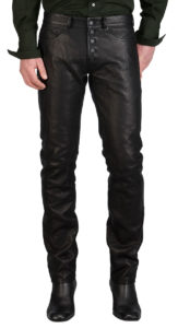 Business pattern button closure leather pants