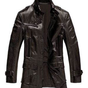 Elegant hippie leather mens coat