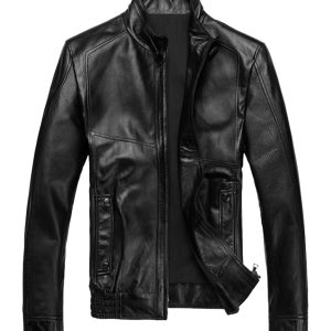 Tasteful slim fit motorcycle leather coat