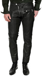 Cross zip closing leather pant for men