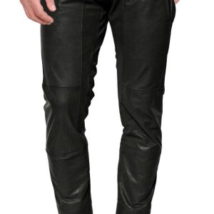 Cross zip closing leather pant for men