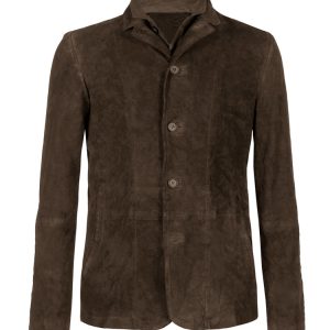 Double collared suede leather blazer for men