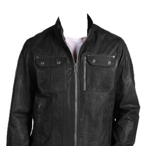 Extravagantly detailed mens leather jacket