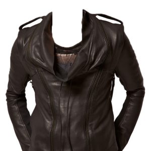 Falling collar leather jacket for men