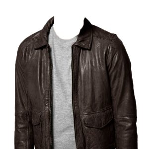 Hip mens leather jacket with woolen finish