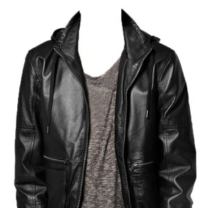 Infrequent leather jacket with silver zip fastening
