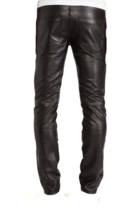 Mens leather trapped fit biker pants