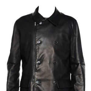 Leather jacket with textured impression