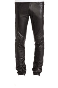 Mens leather trapped fit biker pants