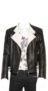 Mens leather jacket with contrast detail