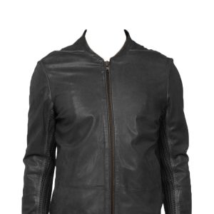 Mens leather jacket with vintage effect