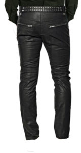 Metallic style studded detailed leather pant