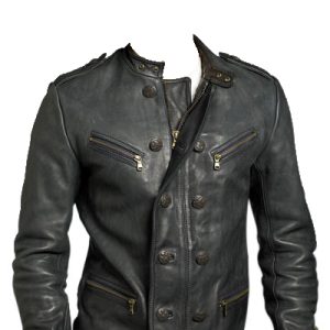 Military styled mens leather jacket