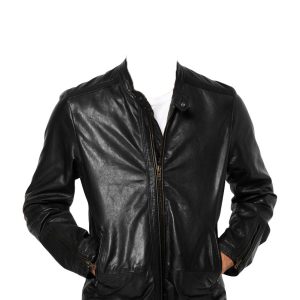Round collar mens moto jacket