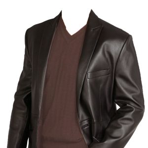 Satiny leather blazer for men