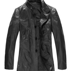 Shining true fit leather mens coat