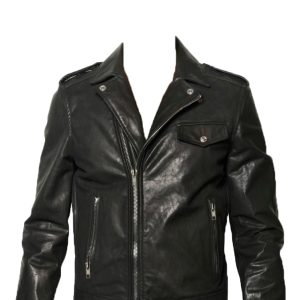 Shoulder filling lively leather jacket for men