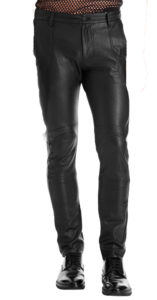 Skin fit athletic leather pants for men