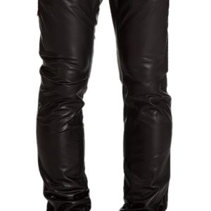 Slim fit slightly tapered leather pant for men