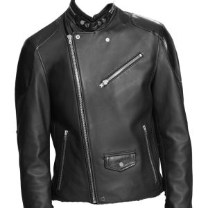 Smooth cropped leather moto jacket