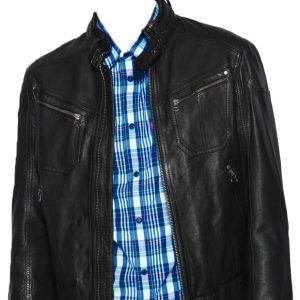 Stalwart leather biker jacket for men
