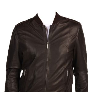 Stand up collar leather jacket fro men