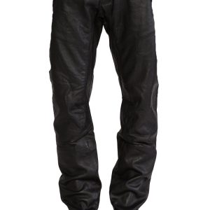 Stylish Mens Five Pocket Leather Pants with rivet accent