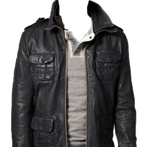 Symbolic style leather jacket for men