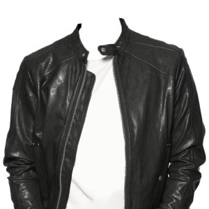 Tough leather biker jacket for men