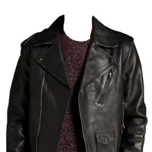Twofold zipper mens leather jacket