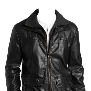 Twofold zipper spectacular leather jacket