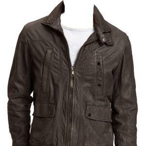 Welt pocket casual mens leather jacket