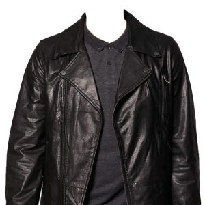 Calfskin biker jacket with press-stud detailing