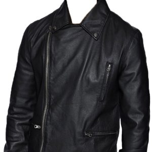 Great button-down collar mens leather jacket