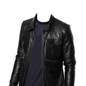 Stylish shirt collared super cool leather jacket