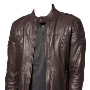 Tasteful grain coated mens leather jacket