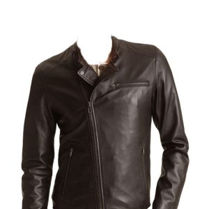 Team neckline peppy mens leather jacket