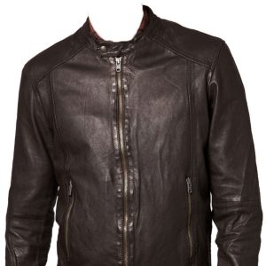 Super tough and simple leather biker jacket for men