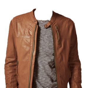 Smooth soft studded collar leather jacket for men
