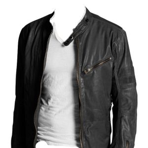 Bistro racer style leather biker jacket for men