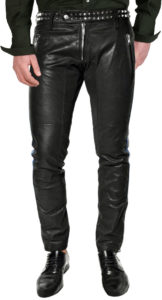 Metallic style studded detailed leather pant