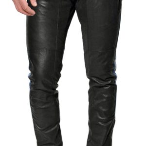 Metallic style studded detailed leather pant