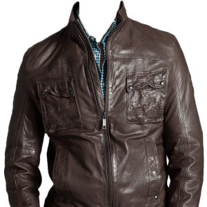 Skin touch retro pattern leather jacket