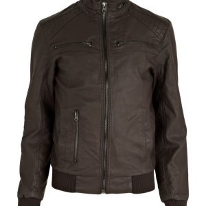 In vogue long-sleeved mens leather jacket