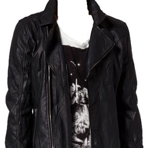 Exemplary looking zippered leather biker jacket for men