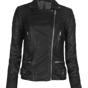 Cleaned lambskin leather biker jacket